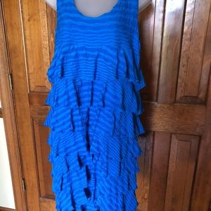 LuLu-B Sleeveless Blue Tier Ruffle Dress